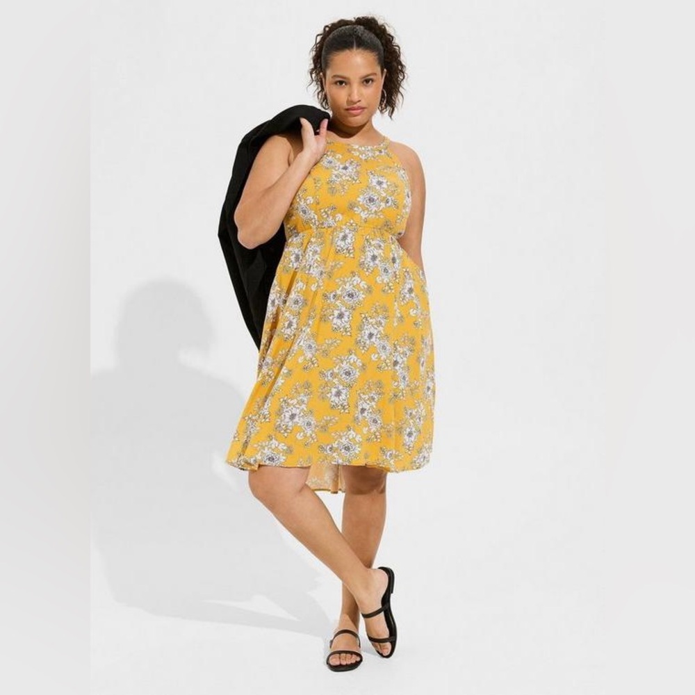 Torrid Yellow Floral Sleeveless Dress